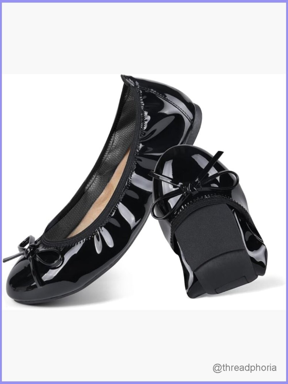 Foldable Ballet Flats - Bowknot Round Toe Slip On Dress Shoes - Lightweight